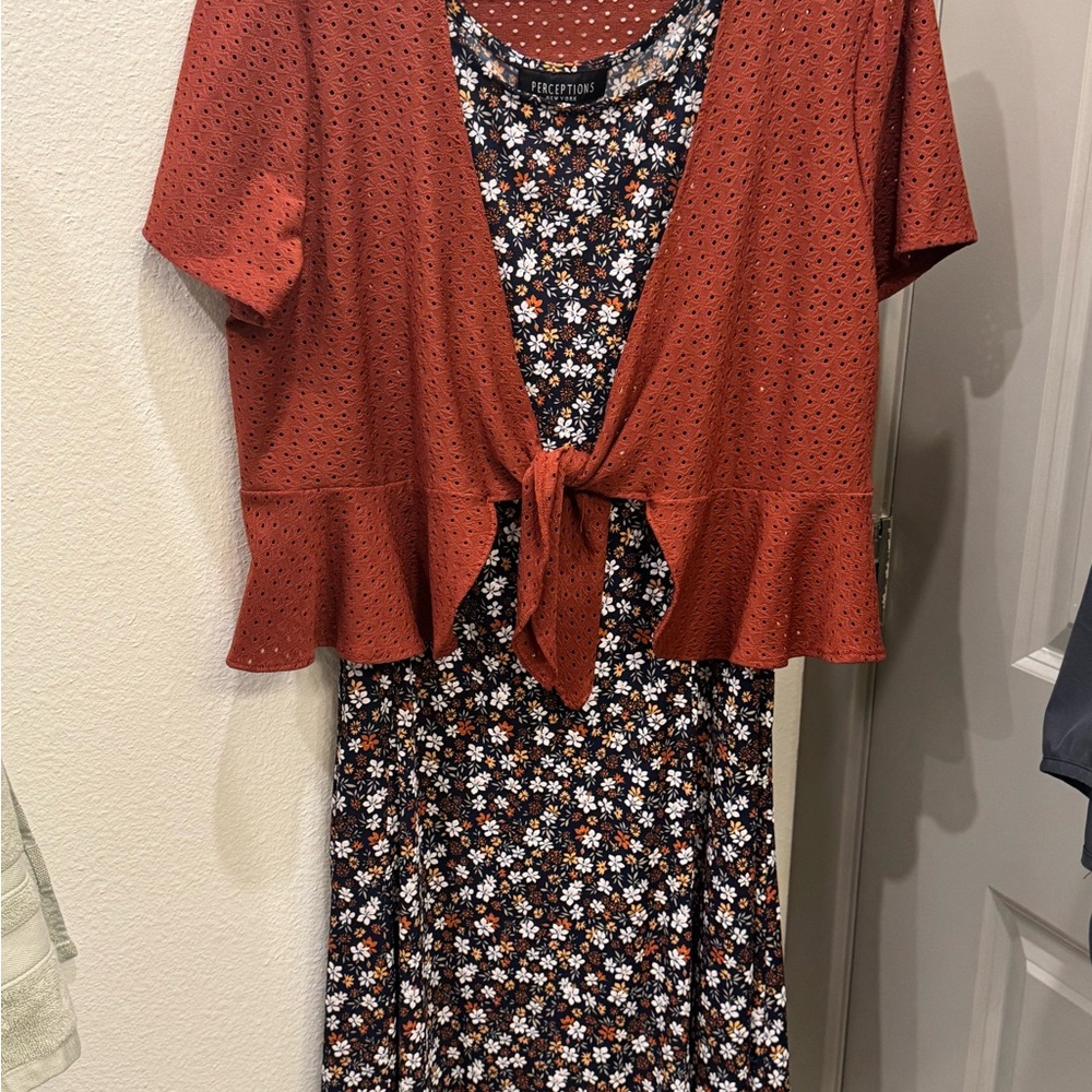 Perceptions Red and Black Floral Dress
